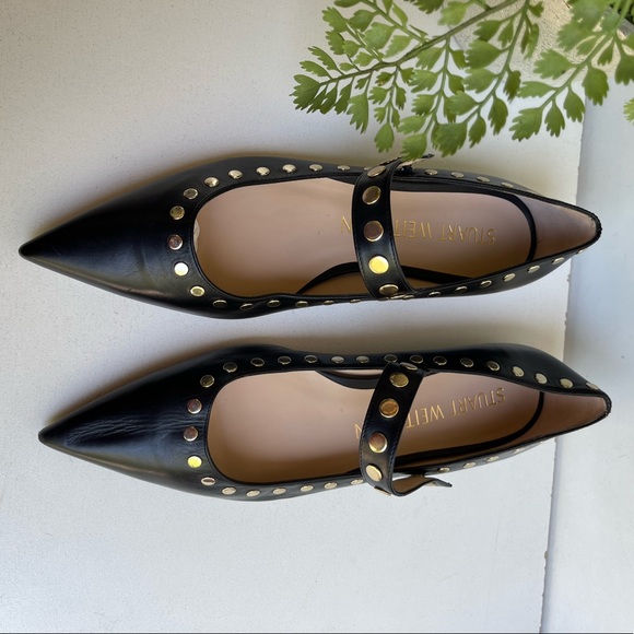 STUART WEITZMAN Gala Studs Mary Jane flats size 8.5 new with dust bag - Picture 11 of 16